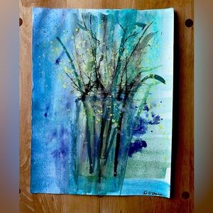 Beautiful Handpainted abstract watercolour flowers